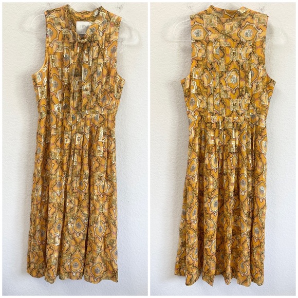 Anthropologie Goldspun Paisley Midi Dress Size 12 - Picture 2 of 4